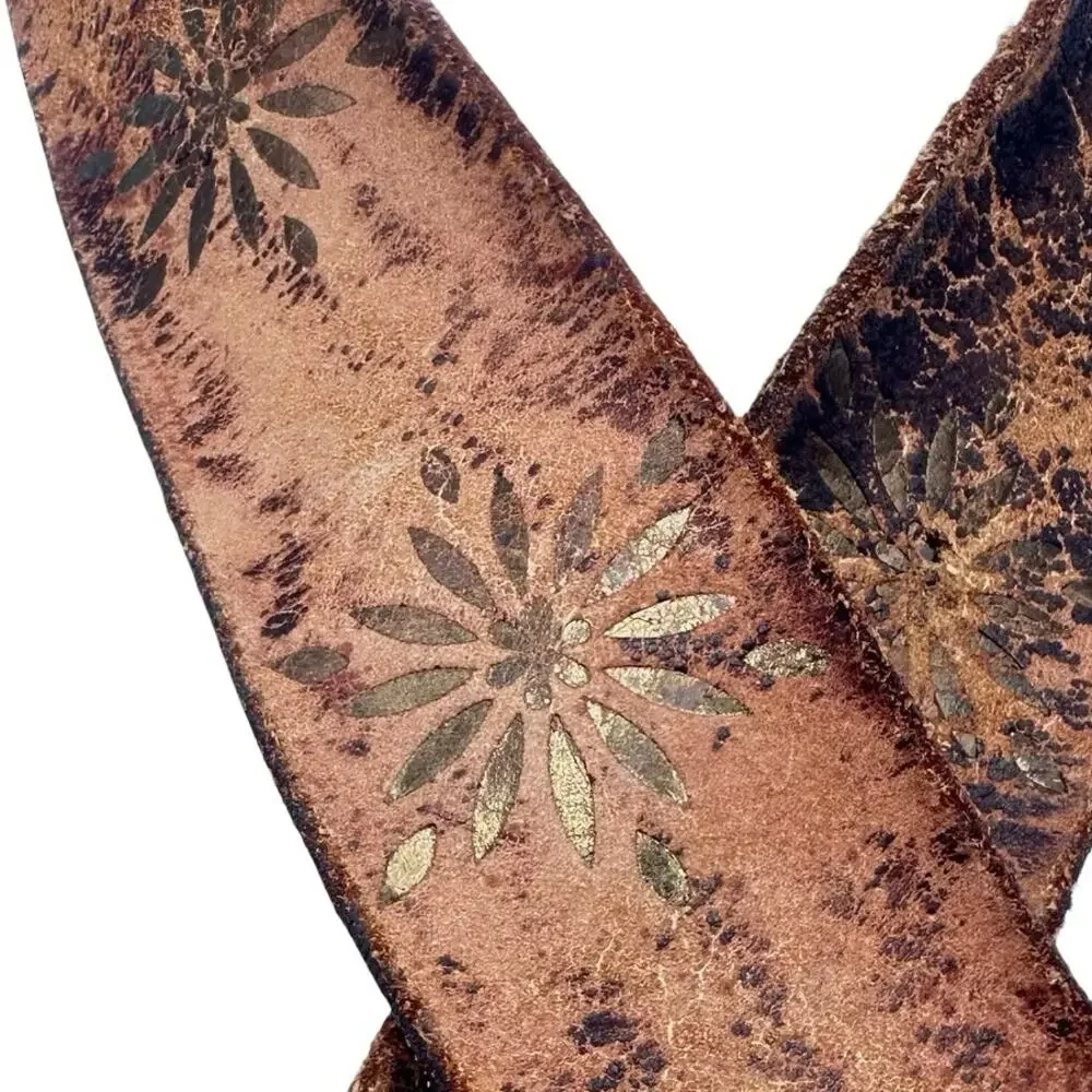 Western Boho women's distressed leather belt